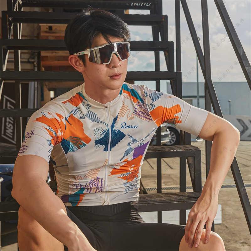 骑行短袖春夏骑行服男短袖涂鸦修身高弹公路车上衣自行车队骑行服