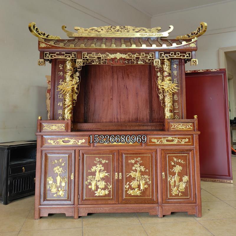 家用屋顶屋簷实木神龛神台神阁神楼佛堂佛龛立柜佛桌贡品桌定制