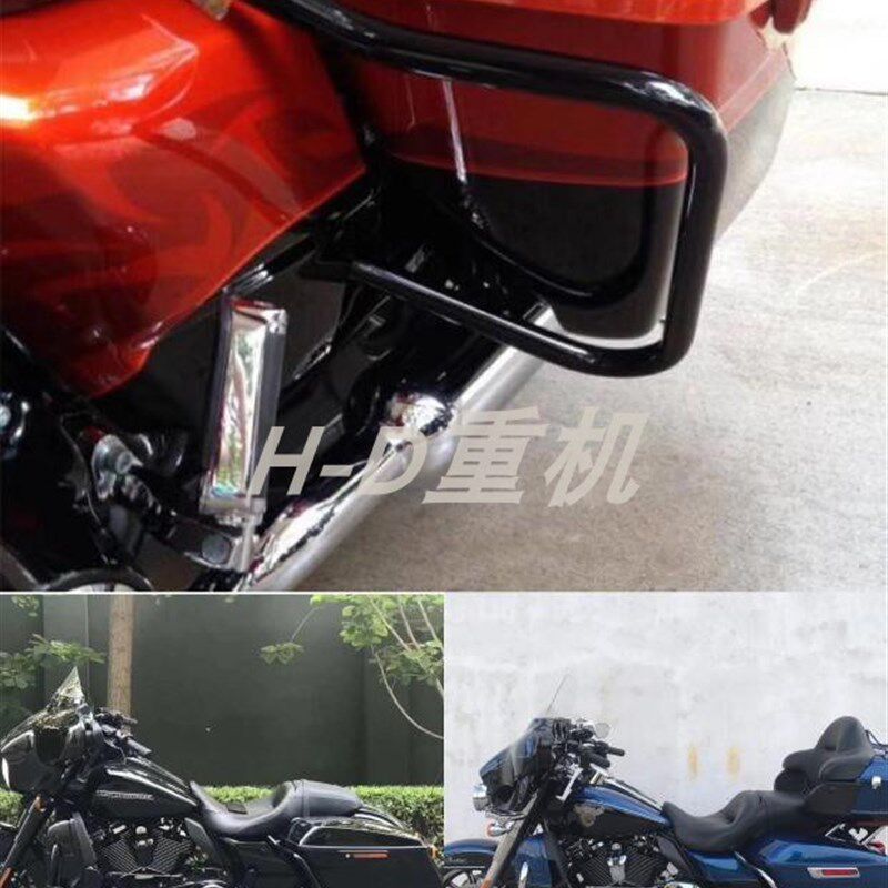 适用哈雷大滑翔公路滑翔大道滑翔路王改装后保险杠边箱护杠14-22