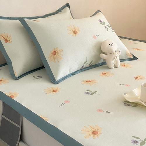 田园夏天冰丝席可水洗空调席床笠式凉席三件套1.5m1.8米A类冰藤席