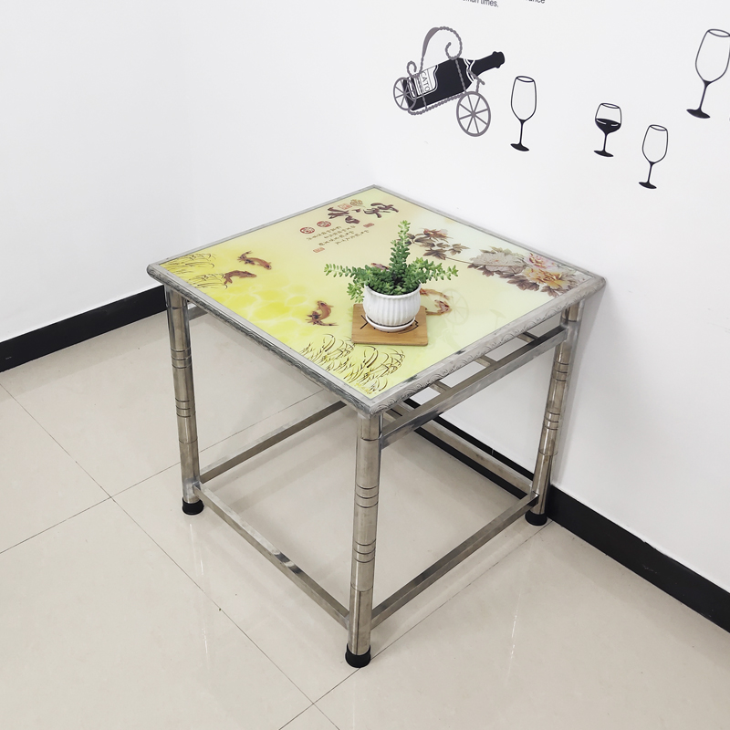 单杆不锈钢烤火桌正方形折叠组装取暖桌家用不锈钢方桌子电炉桌架