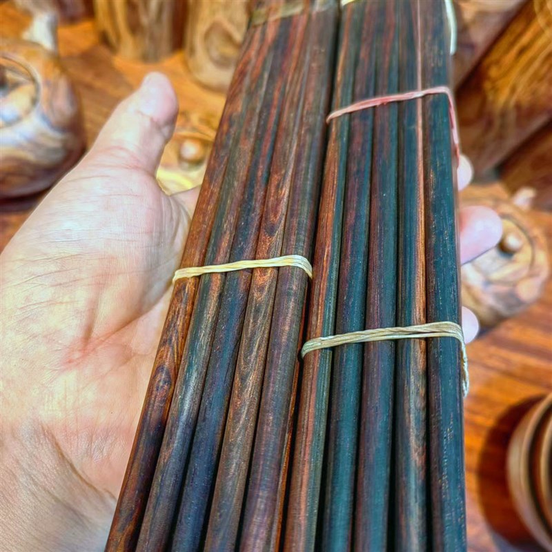 老红木原木筷老挝大红酸枝家用筷子无漆蜡抗菌防霉交趾黄檀