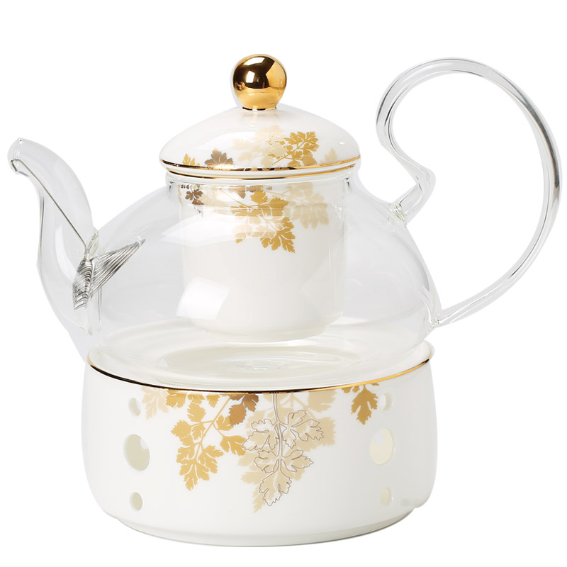 英式下午茶茶具花茶壶装 蜡烛加热茶壶 骨瓷茶壶花茶杯欧式奢华