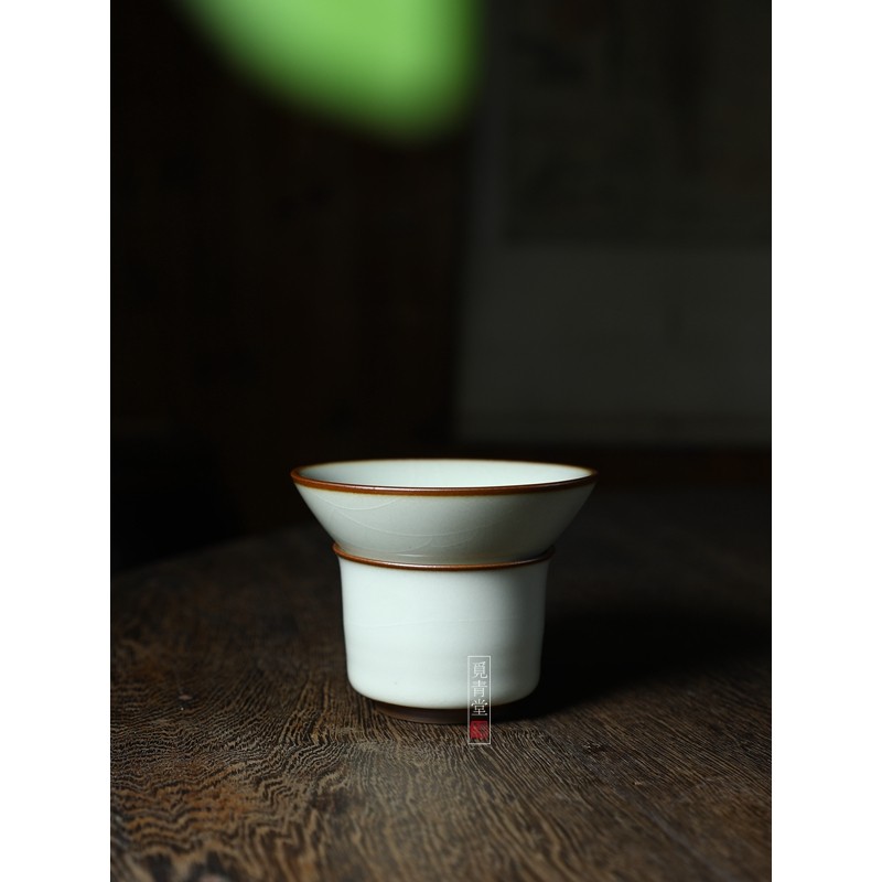 龙泉青瓷铁骨王文白釉茶漏泡茶过滤网功夫茶道零配件隔茶叶