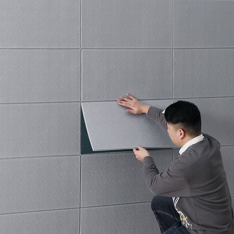 墙纸自粘防水防潮卧室客厅背景墙面翻新贴麻布纹灰色防撞遮丑壁纸