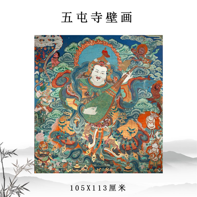 唐卡五屯寺壁画藏文化国画人物画墙画高清微喷复制玄关装饰画底稿