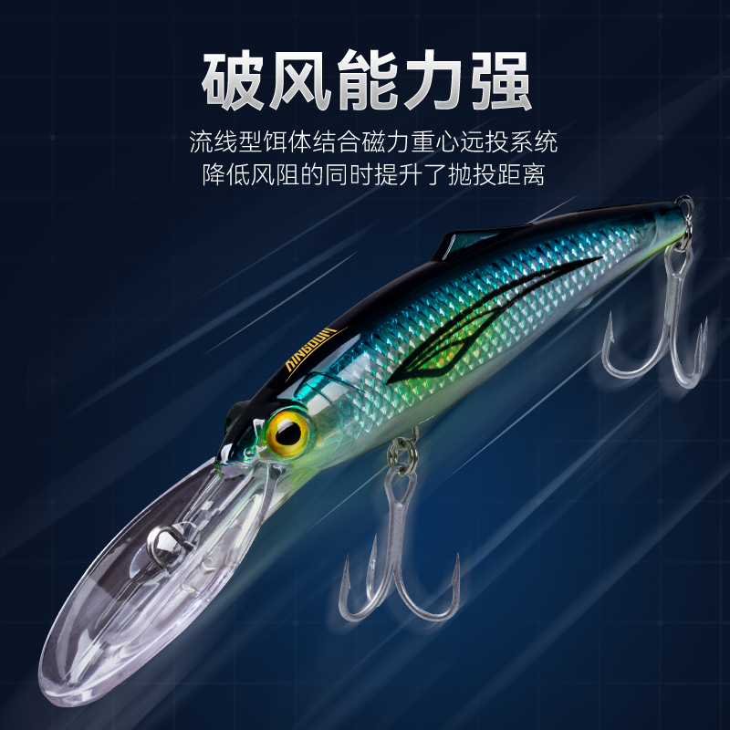 国王路亚饵海钓拖钓大米诺潜深9米大青针东帆拖马鲛海狼专用拟饵
