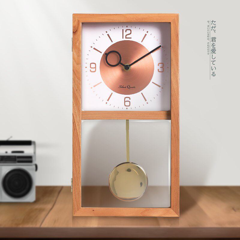 中式实木挂钟家用客厅时尚座钟古典复古摆钟时钟创意现代简约钟表