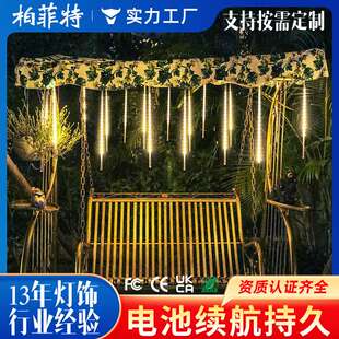 太阳能LED流星雨灯挂树灯彩灯圣诞节装饰灯户外防水流星雨流水灯