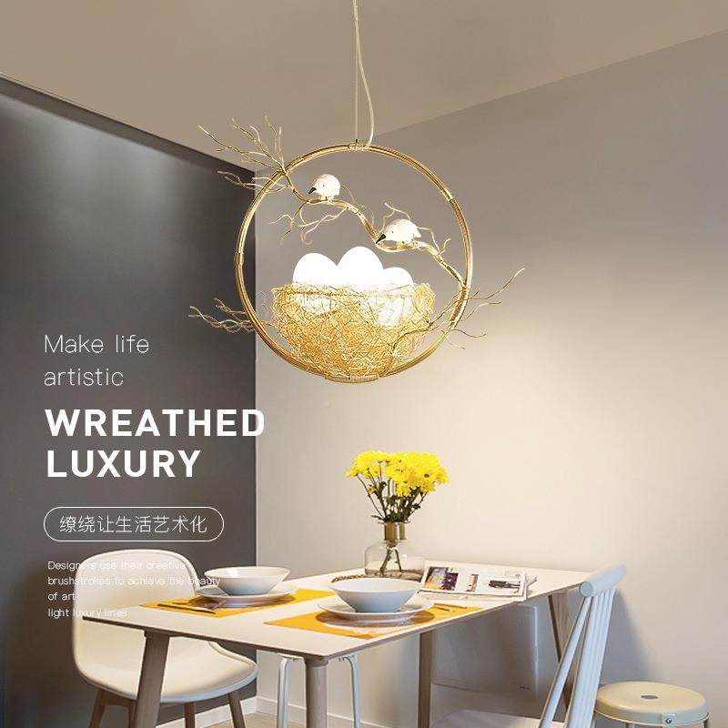 现代约小鸟巢吊灯创意三头卧le简d867温馨浪漫室灯饰时尚个性餐厅,家装灯饰光源,智能吊灯,淘宝优惠券,粉丝福利购,淘宝优惠卷