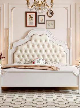 美式软包实中木床床复古风主卧双KMP人储箱体婚物法式轻奢高档古