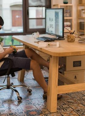 田乡村组2103052实饭木餐桌长方园形家用原木吃桌简约餐厅饭店餐