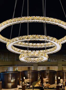 餐厅吊灯现代简约水晶灯客厅灯创个性轻意形奢ZOP灯艺术卧室环灯