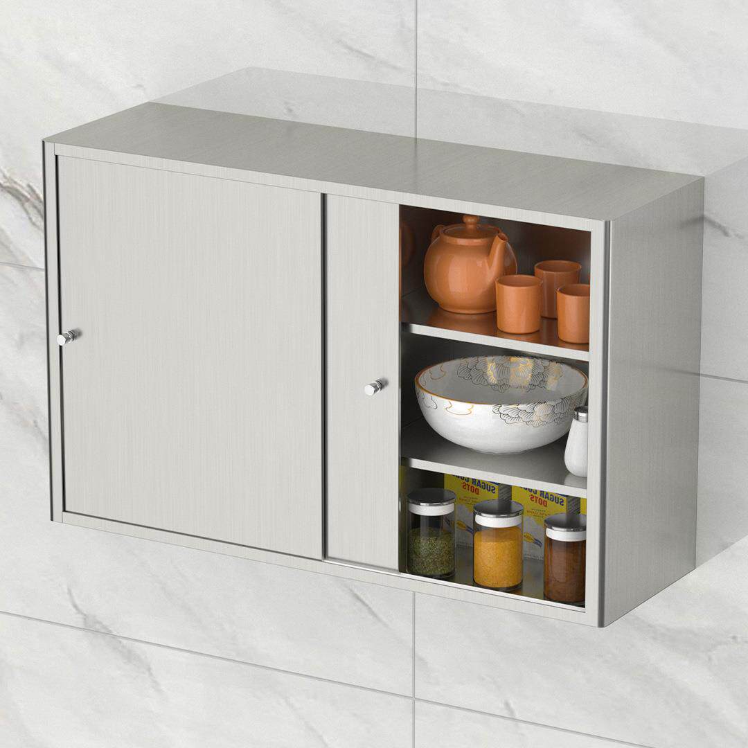 锈钢厨房吊物柜置碗柜钢门推拉门不墙壁柜3柜04阳143台移门收纳柜