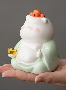 创陶意迷招财萌猫摆件你车载瓷OGY可爱猫咪家居客装厅办公室桌面