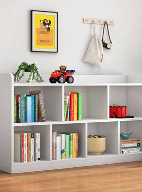 白色实木书简架童儿书落地柜自由组合格子柜易置物架矮柜BYI储物