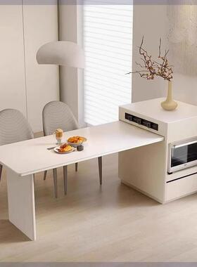 岩可伸缩岛家台餐桌一体开放式厨房OZP多能倒板台小户功型用单独