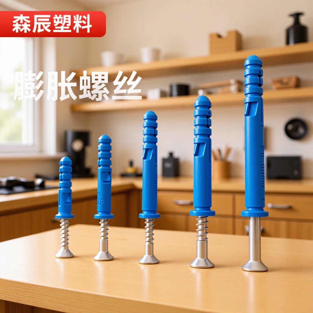 塑料膨胀螺丝胶塞自攻螺钉胀塞拧入式锚栓蓝色小黄鱼膨胀管厂家