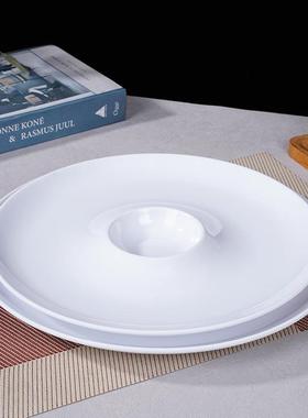 10个装扬格子密胺盘子餐厅虾盘醋碟饺带JDS盘白灼大虾水卤拼盘大