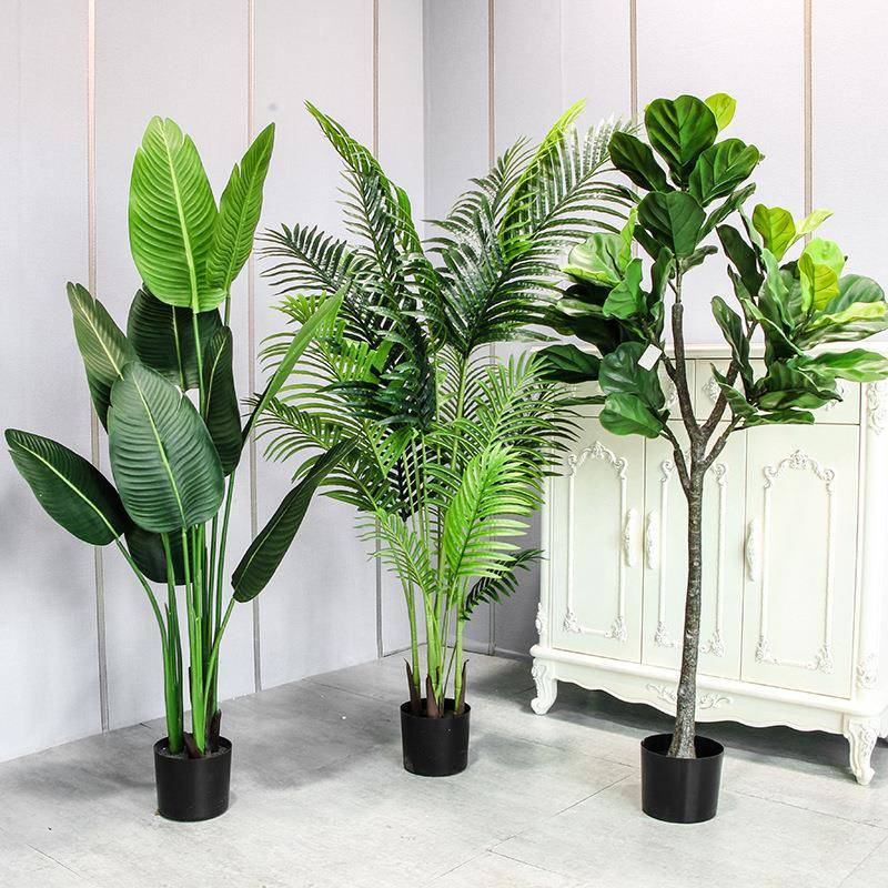 室仿真树植物绿植栽内型盆景客-大厅琴叶榕假树人造葵树盆芭蕉树