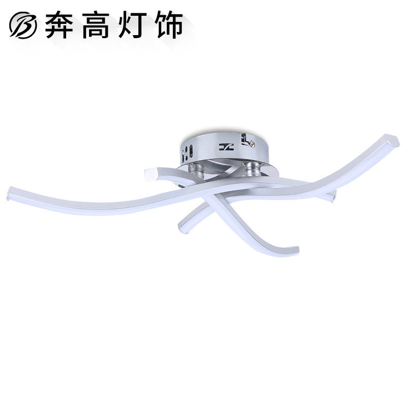 跨境吸顶灯现代简约条形天花灯线形创意灯饰led三叉波浪灯具护眼