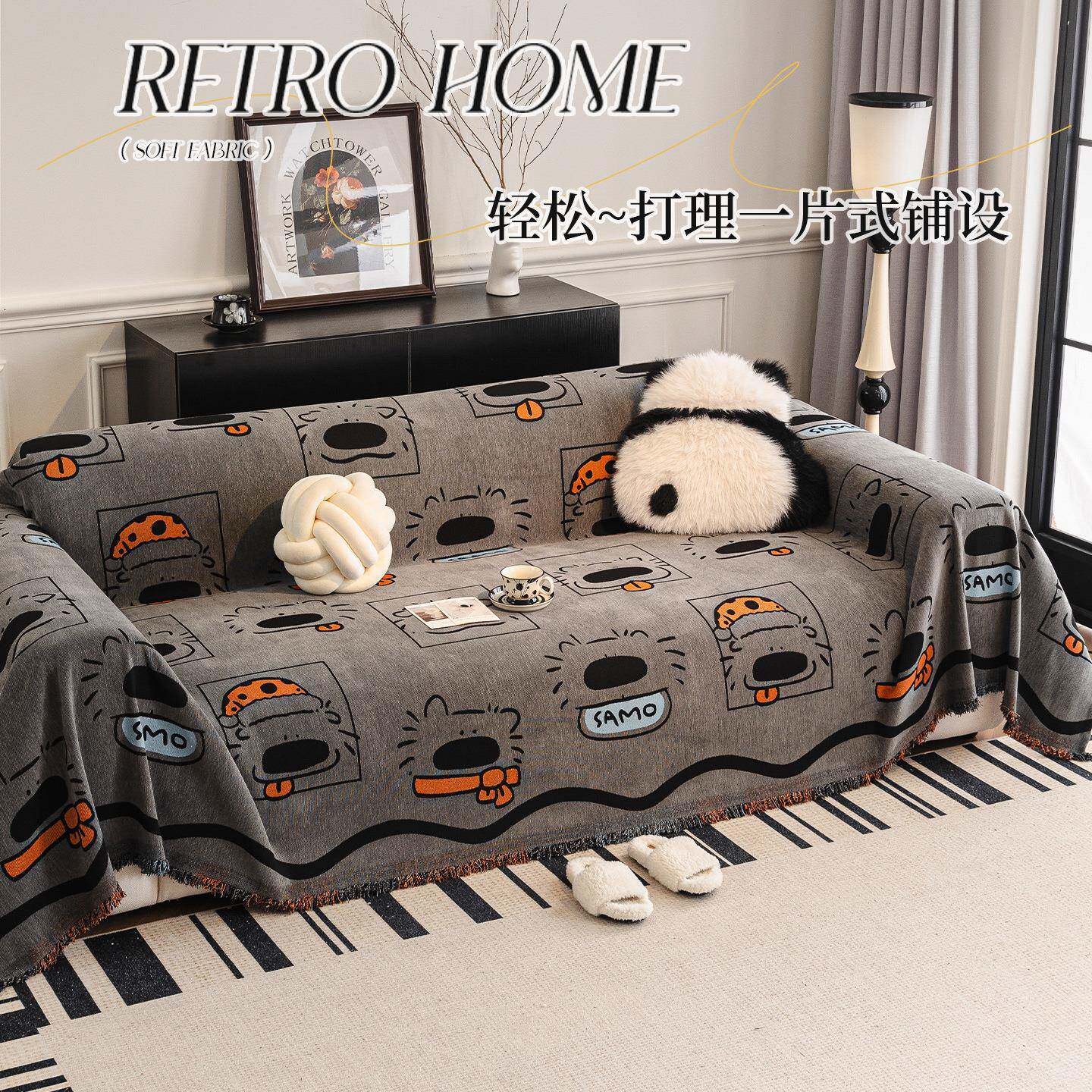 雪尼尔发盖布四季通用2罩02发5新款沙发巾一整张全盖沙大鼻狗沙套