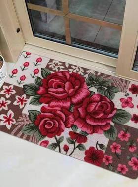 家直销田园中国风图案P尘V厨C厂TKH防滑卧室地毯客厅房门口除门垫