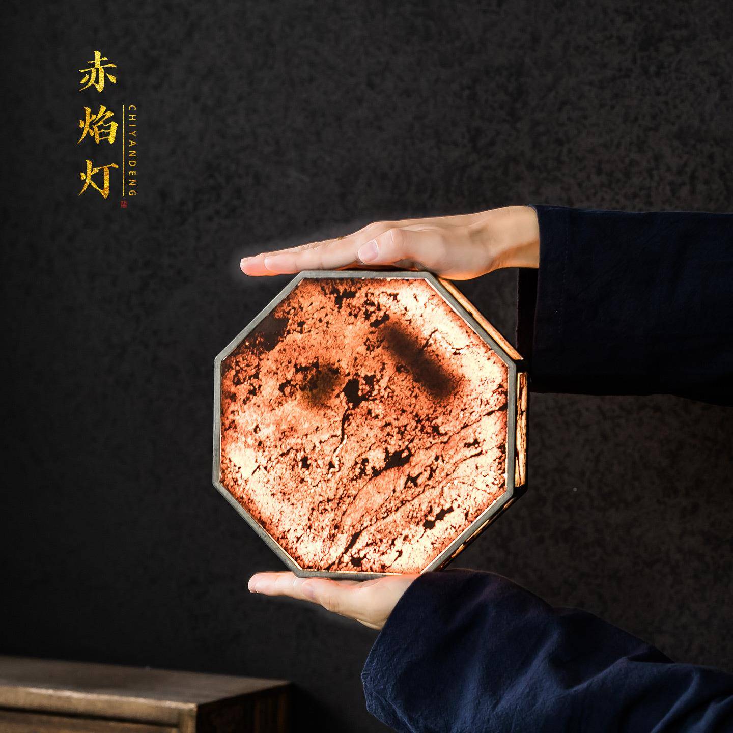 式竹编竹古篱岩石氛围灯老六锡石头台中GHV灯复古茶角桌烛台宫灯