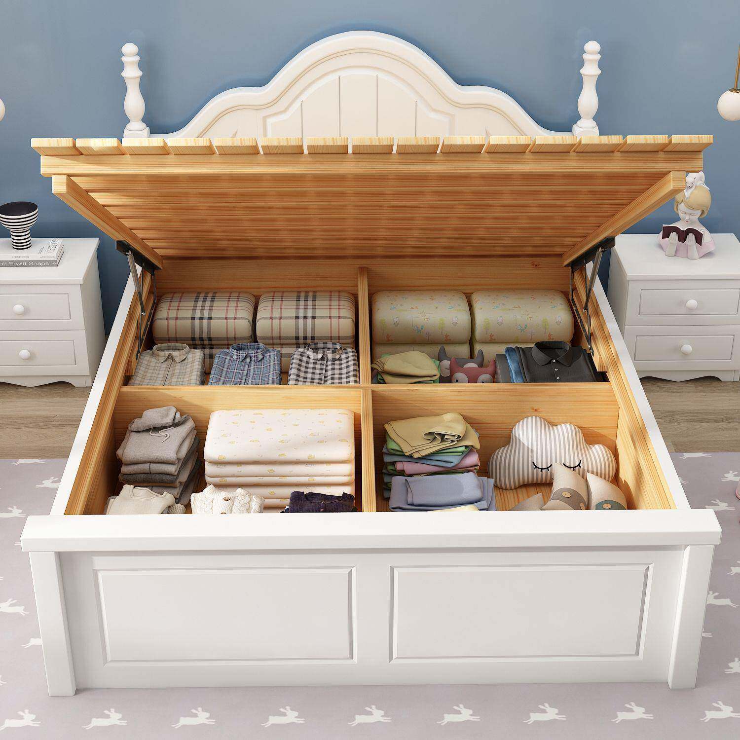 实木AMM床箱高储物床小户型单人箱体代压床儿童现简约气床双人收