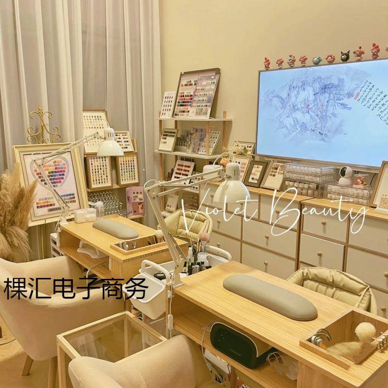 实木美甲桌网红日美式甲店桌子套小型一人内嵌美无品牌/桌椅装甲