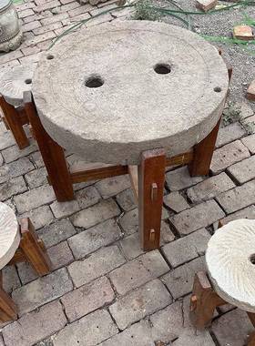 农村石盘磨茶几茶台茶室复古老04555摆件石磨茶桌老磨片庭茶盘旧