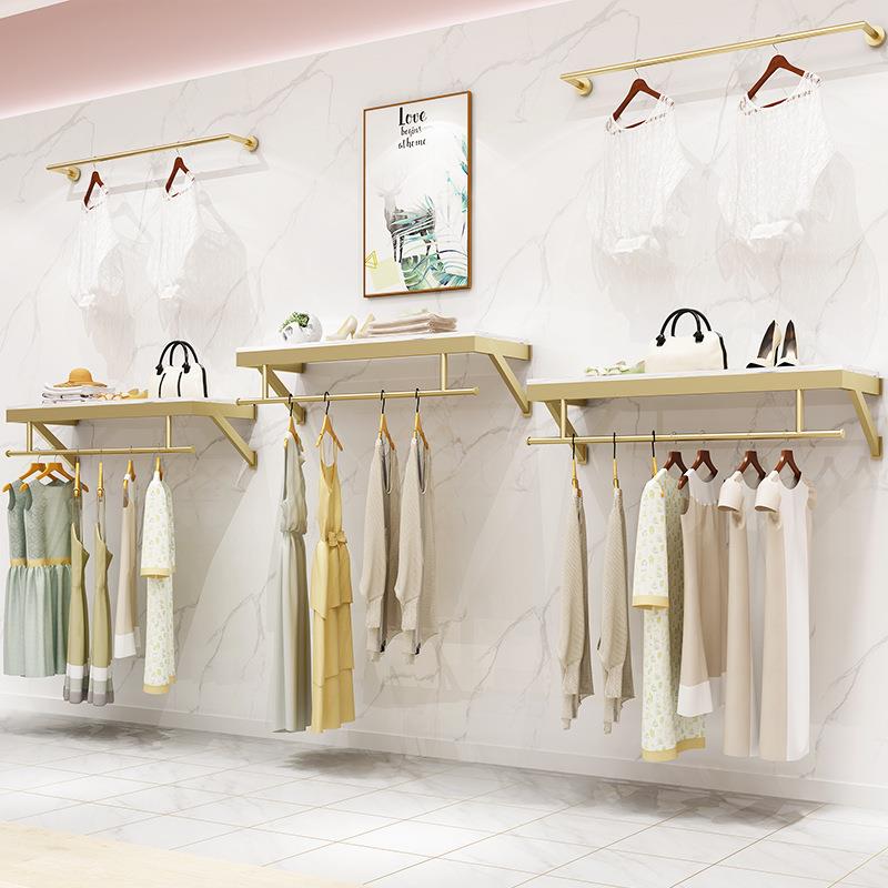 壁男女服装店上墙挂衣架SVJ装挂式服装展示色架童店墙壁装修金货