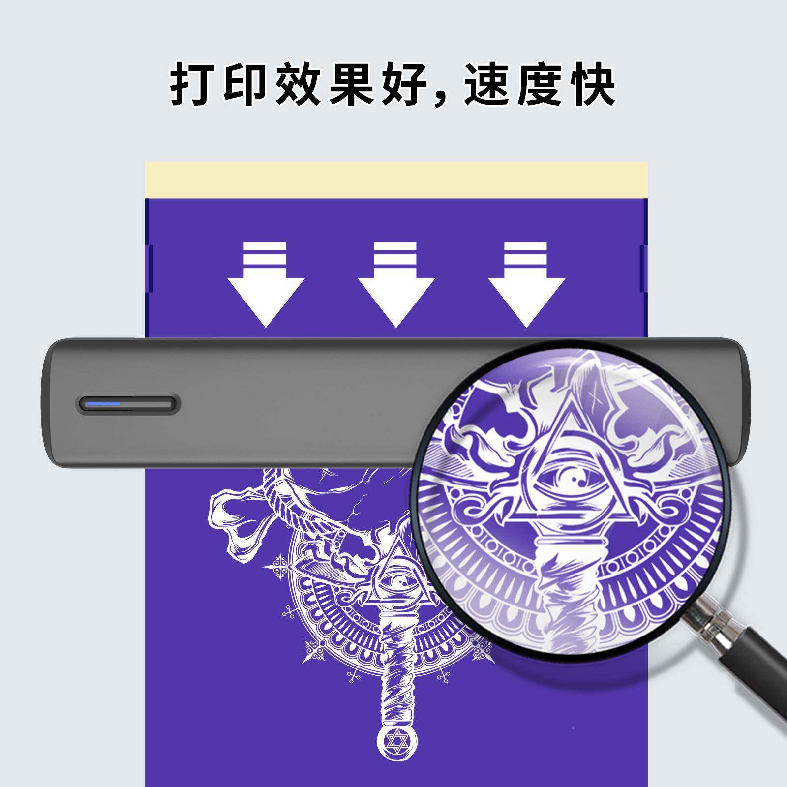 迷你敏打机无线可连手机打印纹身打印A4白色C80/tatto印o机热prin