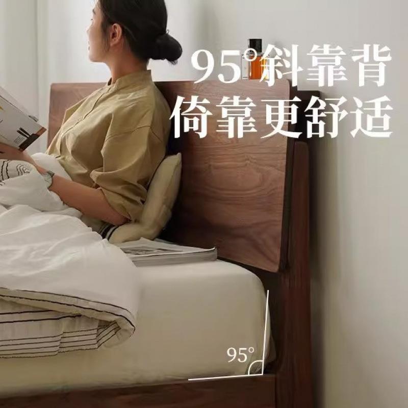 床实790床现代简约1.5木m1家橡用胡桃色单人床.8m主卧红木床双垒