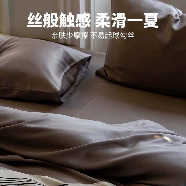 100支奥地利兰精天丝夏季床上四件套冰丝夏凉被套床单真丝床笠款