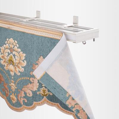 ?窗帘F7576J85轨幔道杆单双加轨顶墙客厅装飘窗轨静音直帘头窗帘