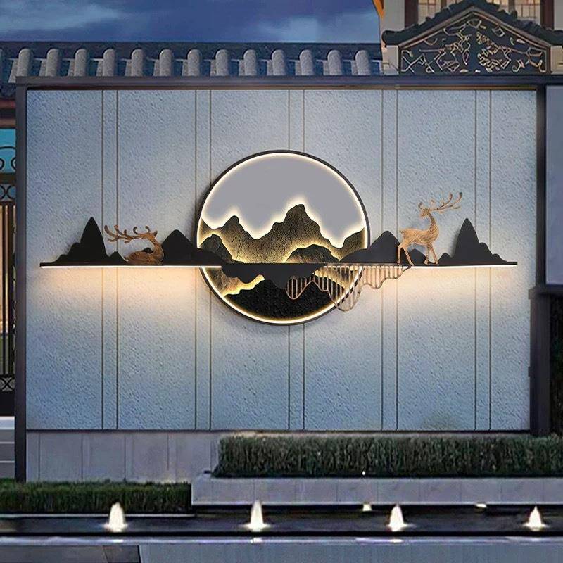 装新中式壁灯户影外防水无品牌/庭院别墅外墙灯饰壁灯室外子院壁