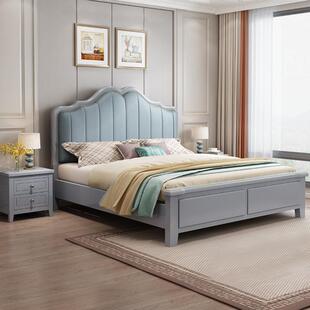 美式实木床白色现简约1.5米1.8人569双主卧代20款25年新全实木橡