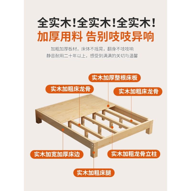 子榻榻床架全实木床板无床头出PHT租床成人人排骨架双床米家用塌