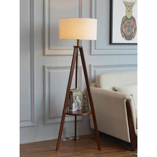 客沙发539旁边 复古卧室床柜置物架厅一体台地 落地灯头实木美式