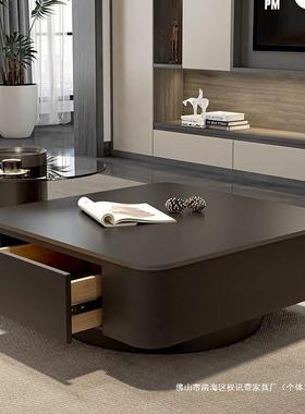 UXM方形黑色岩板茶几轻奢现代简约大户型简客厅家桌用茶意计式极