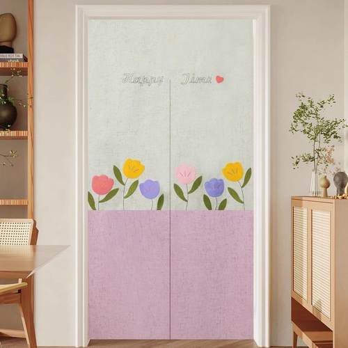 门帘半帘隔断帘卧室房间家用防蚊棉麻质感卫生间大门遮挡帘子新款