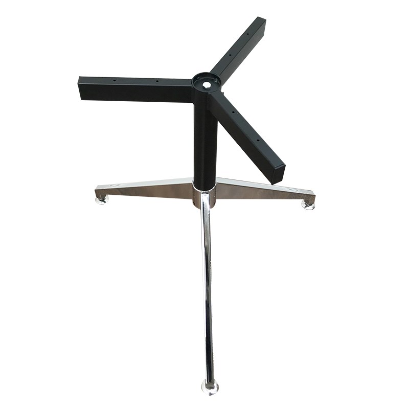 电镀铁艺茶几洽谈桌腿玻璃圆桌旋转底座吧台支架金属烤漆三脚桌架