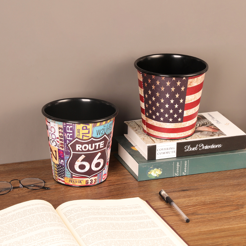 创意桌面垃圾桶无盖家用餐桌茶几小号可爱铁艺小桶桌上废纸篓定制