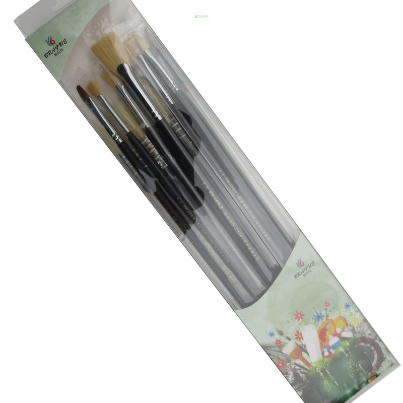 勃拉克2155水粉油画丙烯猪鬃板刷尼龙勾线色彩11支笔扇形狼毫装
