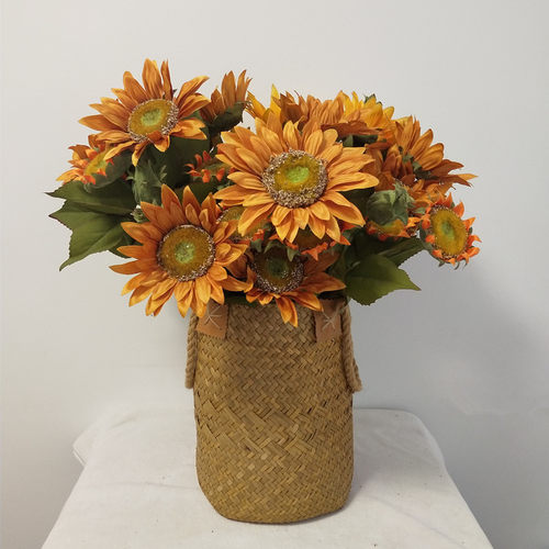 仿真花向日葵花束 假花绢花欧式油画色装饰花 客厅摆放花卉