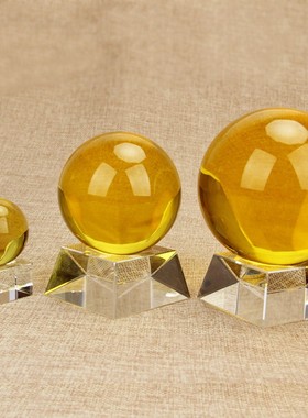 水晶球摆件黄水晶白水晶紫水晶透明玻璃圆球大小号