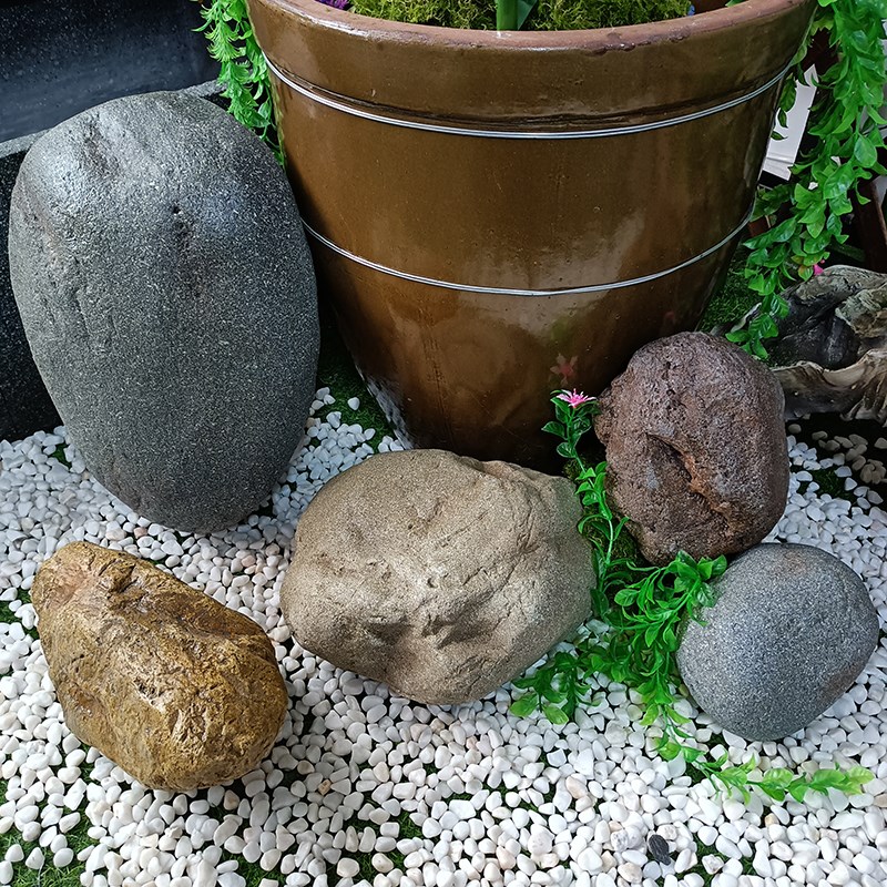 树脂材质仿真小石头造景鹅卵石摆件室内舞台布置道具橱窗小景装饰