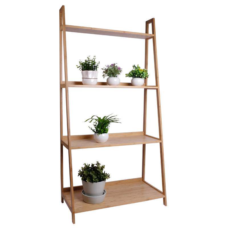 绿萝花架四层摆件饰品室内阳台客厅多层置物架竹制层架阶梯形架子