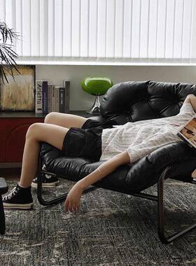 设计沙单人发椅休闲沙师WZC发极简客厅懒人阳中古台卧室黑色椅子